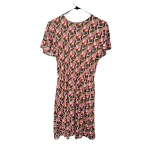 Boden Pink Green Orange Floral Knit Dress Size 4